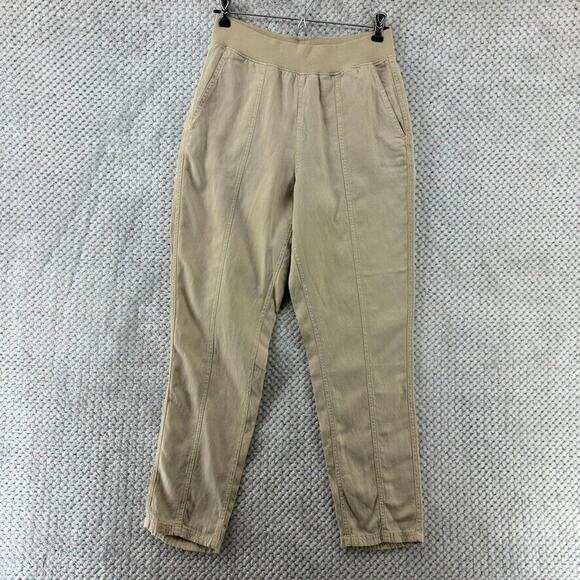 Faherty Pants Womens XS Khaki Beige Pull On Elastic Waist Mid Rise Straight Leg - Picture 1 of 15